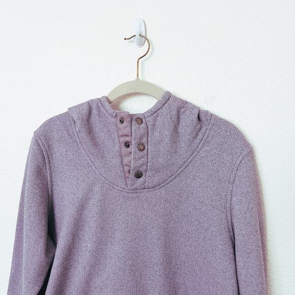 [The North Face] Purple Knit Stitch Fleece Hoodie Snap Button Mock Neck Sz Large - Picture 9 of 12